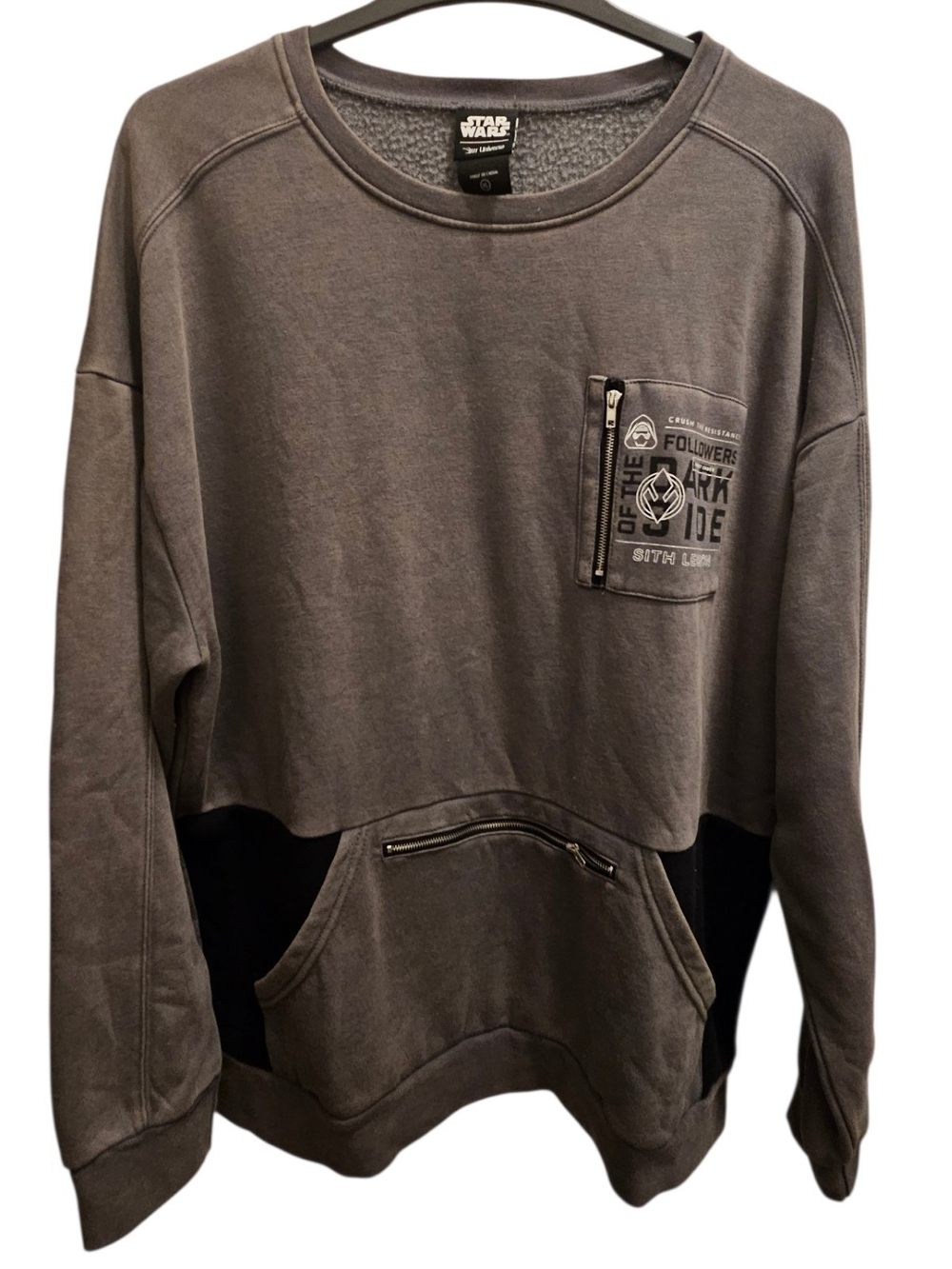 Star Wars Men's Gray Sweatshirt with Front Zipper Pocket in SIZE XL